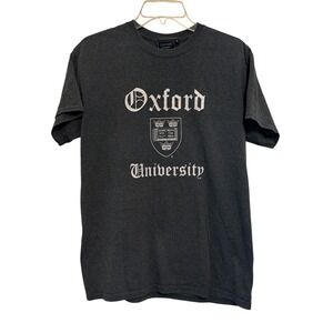 Oxford University Tee Shirt VTG Medium Gray Short Sleeve Graphic Crest Official